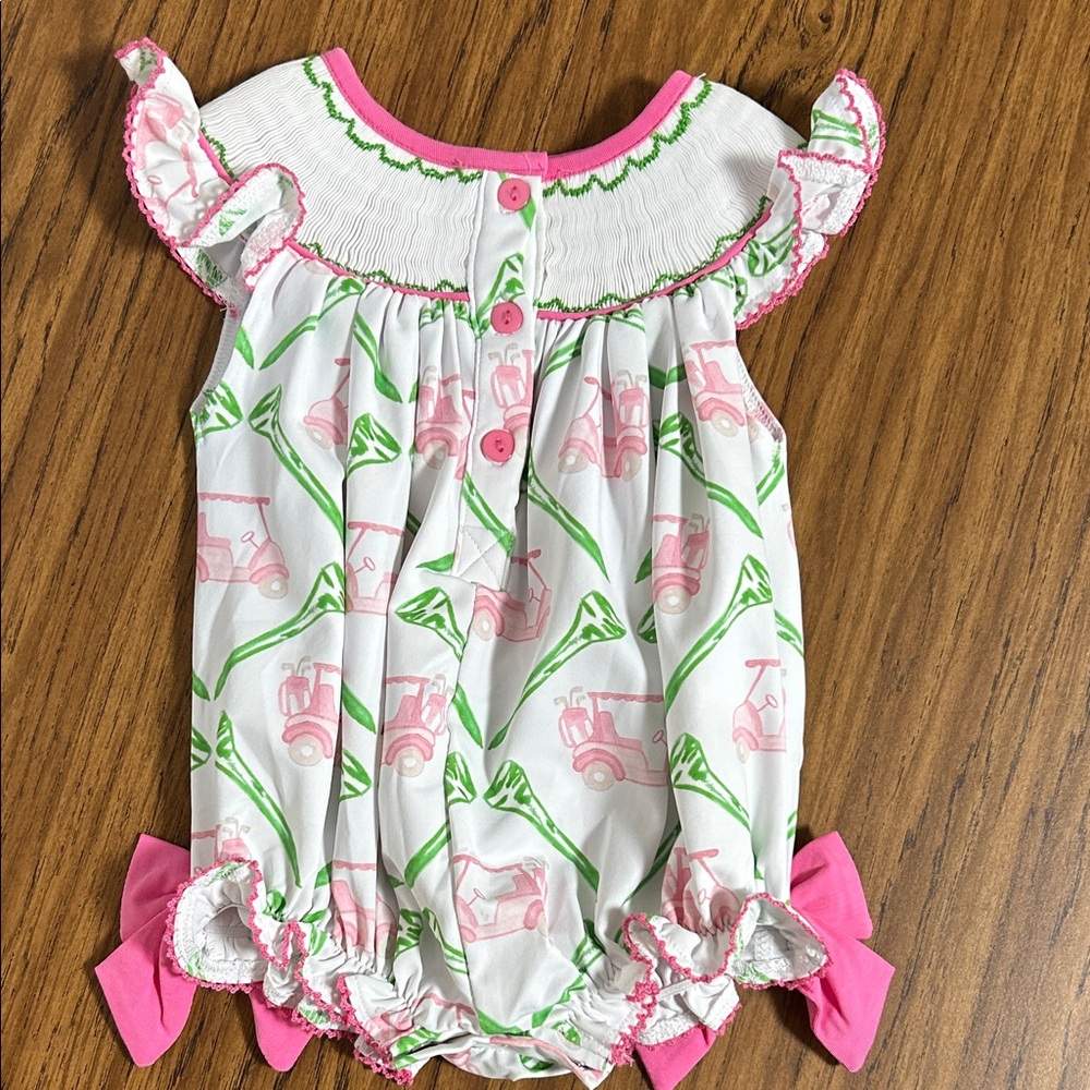 NWOT- Smocked Pink Golf Cart Bubble - Picture 7 of 8